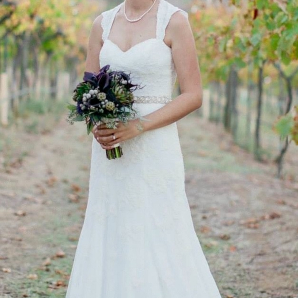 David's Bridal Lace Fit and Flare Wedding Gown